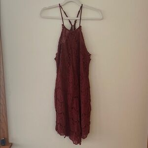 Free People Burgundy Lace Dress